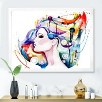 ДизајнАрт „Убава млада жена со шарена коса“ Традиционална врамена уметничка печатење