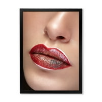 DesignArt „Затвори усни со професионален кармин и шминка“ Модерно врамено уметничко печатење