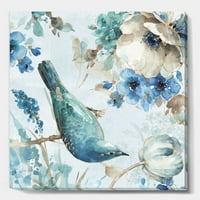 DesignArt 'Indigold Aques Deauly Bird I' Farmhouse Rramed Canvas