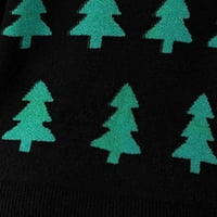 Женски Лесен Џемпер Од Екипажот Божиќен Цвет Со Долги Ракави Основен Пуловер Врвен Секојдневен Плетен Скокач Црна Големина М