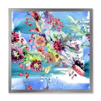 Диви цвеќиња и живописни диви пролетни лисја xiii врамени сликарски платно уметнички принт