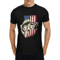 Машка Лежерна Маица Со Тркалезен Врат Кошула Со Американско Знаме Лабава Пуловер Со Краток Ракав