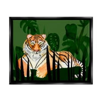 Тропски тигар Тропски растенија Природа животни и инсекти сликање црно лебдеј врамен уметнички печатен wallид уметност