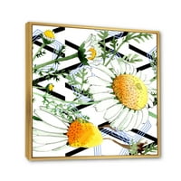 DesignArt 'Диви пролетни камења цвеќиња на геометриски линии' Традиционално врамено платно wallидно уметности печатење