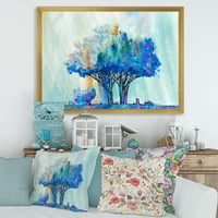 DesignArt 'Сино обоено дрво апстрактен впечаток i' модерен врамен уметнички принт
