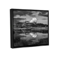 Sumpleple Industries подуени облак над планински тревни мочуришни фотографии со пејзаж, црна лебдечка врамена платно печатена