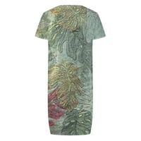Обични Фустани За Жени - Летни Кратки Ракави Секси Фустан На Плажа Со Врат Модни Ретро Цветни Здолништа За Печатење