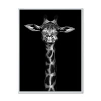 DesignArt „Портрет на жирафа во монохроматска куќа„ Фармхаус “врамена од платно wallидна уметност печатење