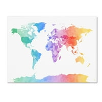 Трговска марка ликовна уметност '' Акварел мапа на светот '' од Мајкл Томпсет 24 32 платно уметност