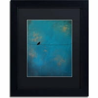 Трговска марка ликовна уметност осамена птица сина платно уметност од Никол Дитц, црна мат, црна рамка