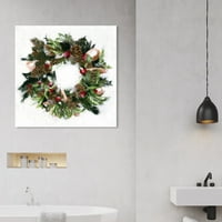 Винвуд студио за одмор и сезонски wallидни уметности платно „венец“ Божиќниот декор - црвена, зелена, 20 20
